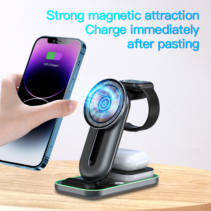 Hot selling products Charger Magnetic 15W 3 IN 1 Wireless Charger Charging Station For iP 15 14/13 pro Fast charger