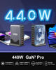 USB C Fast Charger 440W, USB C 8-Port Multi GaN Adapter Block, Charging Station Hub, Fast PD 100W 65W Laptop Adapter QC 18W for MacBook Pro/Air/All iPad, Samsung DELL, Steam Deck, iPhone 16/15