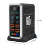 10-Port 660W Smart Desktop Charging Station 140W USB-C PD Quick Charge 3.0 OCP Short Circuit Protection EU 65W Adapter for Home/Industry 5V3A UK