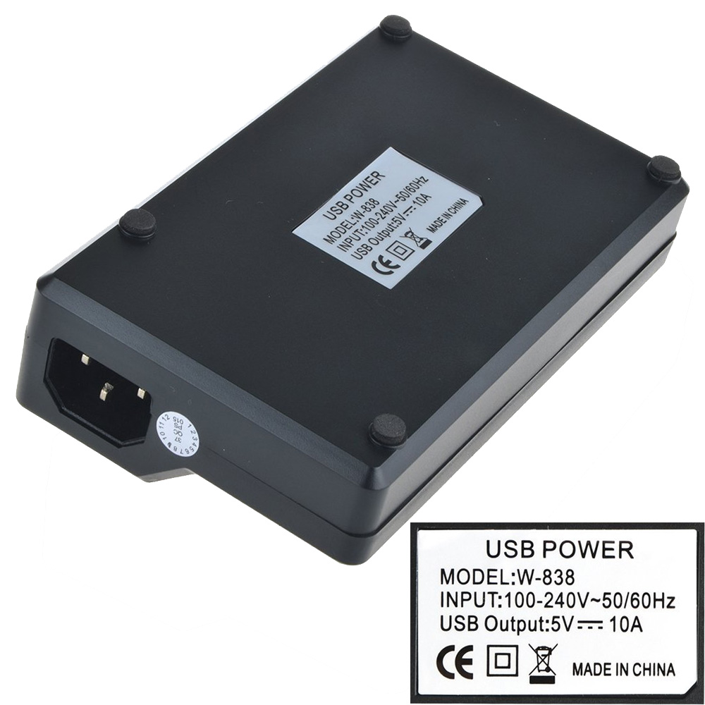 10-Port USB2.0 10A 50W Multi Charger Station with Switch 5V 1A 2.4A Output for Mobile Phones Convenient Travel Charger