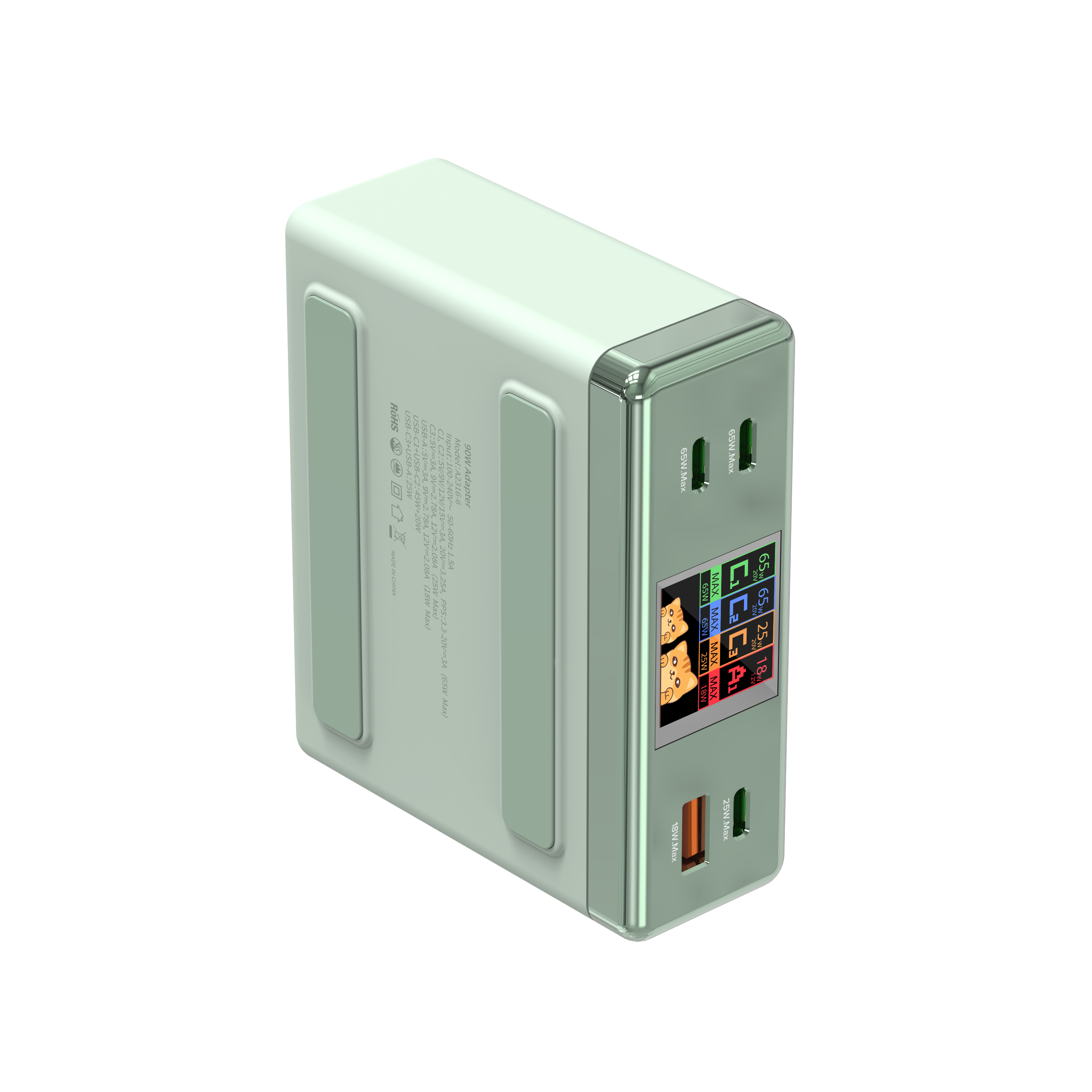 USB C Charger, 90W GAN Fast Laptop Charging Block with Display PD 65W USB-C Can Serve As MacBook Pro/Air,iPhone Pro Max,iPad,Pixel,Samsung Galaxy,etc Charging Station