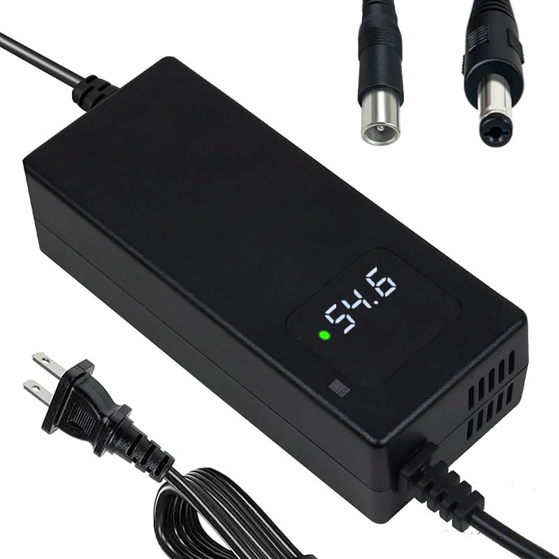 54.6V 2A Battery Charger 48V Charger Power Supply Adapter for 48v Li-ion Battery Pack, HD Display of Current Charging Voltage, Multiple Security Protection and Smart Shut-Off Charging