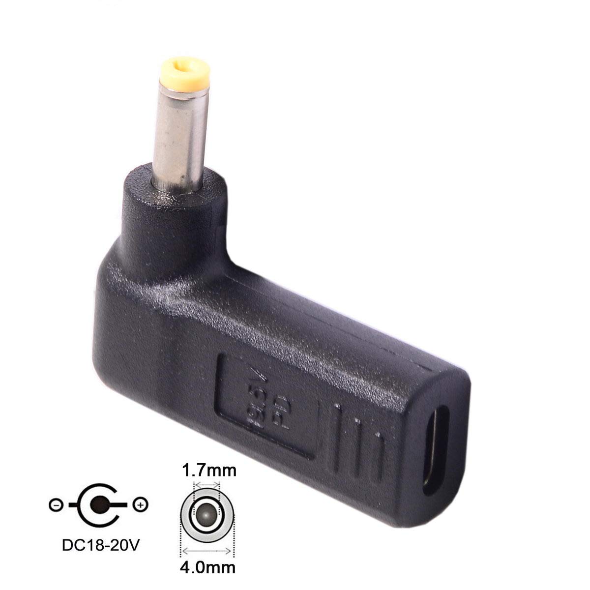 USB C to DC 4.0x1.7mm PD 65W Emulator Trigger 90 Degree Angled Adapter for asus /lenovo