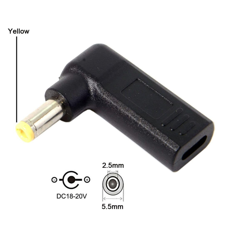 USB C to DC 20V 5.5x2.5mm for toshiba lg acer asus PD 65W Emulator Trigger 90 Degree Angled Converter Adapter