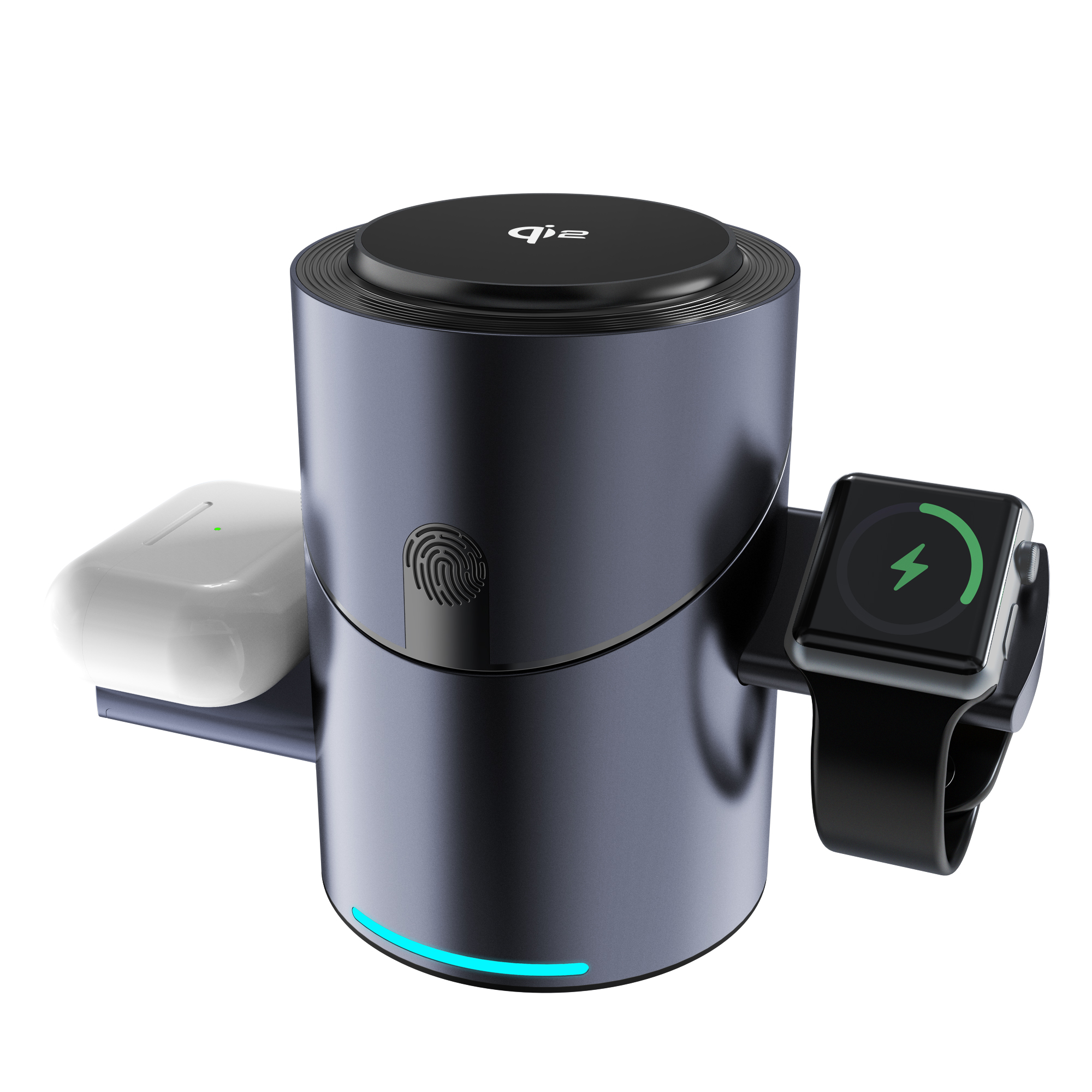 Rotatable wireless charging station, CubeTrick-X Qi2 15W Fast charging, 3-in-1 wireless charging station, for Apple Watch charger, for iPhone 15, 14, 13, 12 series, AirPods