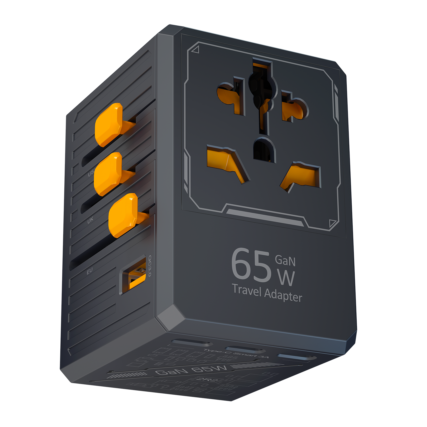 PD65w World Travel Adapter Electric Power Socket European Travel Plug Adapter Universal Power Socket with 4 C1A