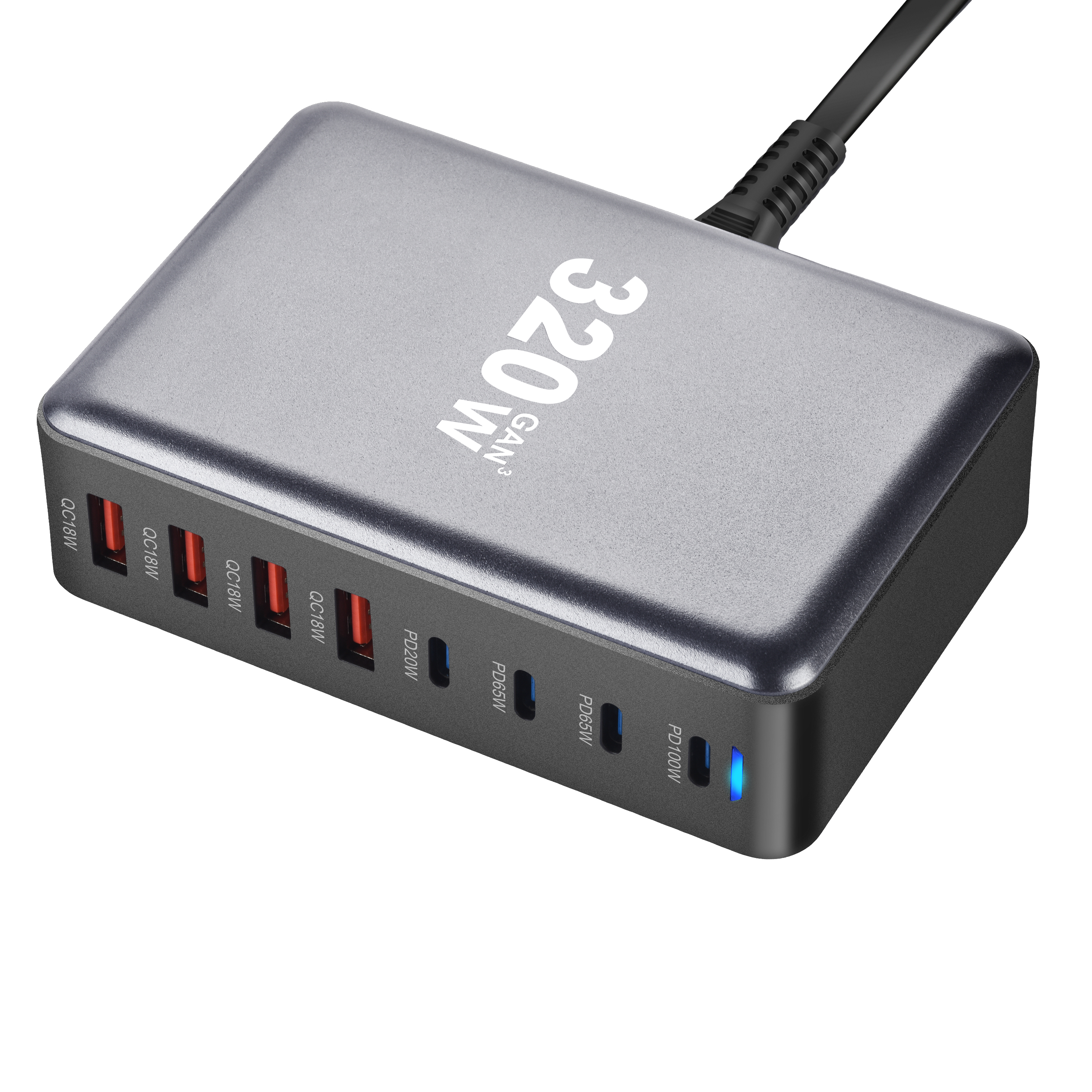 320W USB C Fast Charger Block, 8 Port USB Charging Station, GaN Ⅲ Pro 100W PD PPS Port Fast Charging Station Hub, Laptop Wall Charger Compatible with MacBook/iPhone 16/iPad/Galaxy S23/22 et