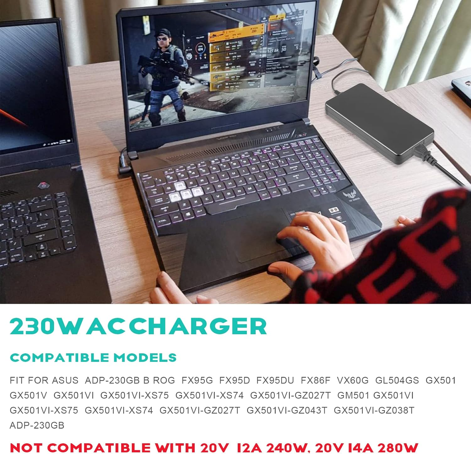 19.5V 11.8A 230W (200W 180W 150W also compatible) for Gaming Laptop Computer Notebook Replacement Charger Power Supply Adapter 