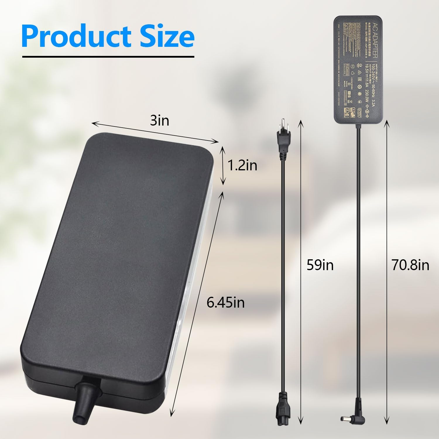 19.5V 11.8A 230W (200W 180W 150W also compatible) for Gaming Laptop Computer Notebook Replacement Charger Power Supply Adapter 