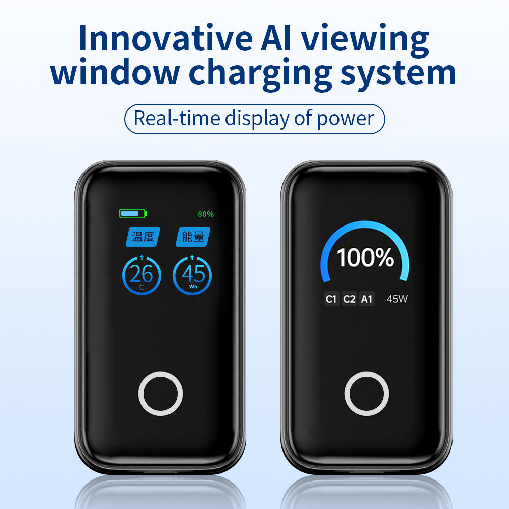 Latest Design 45W Fast Charging TFT Smart Display Colorful Touch Screen Power Bank 15000mah Retractable Cable for Laptop Phone