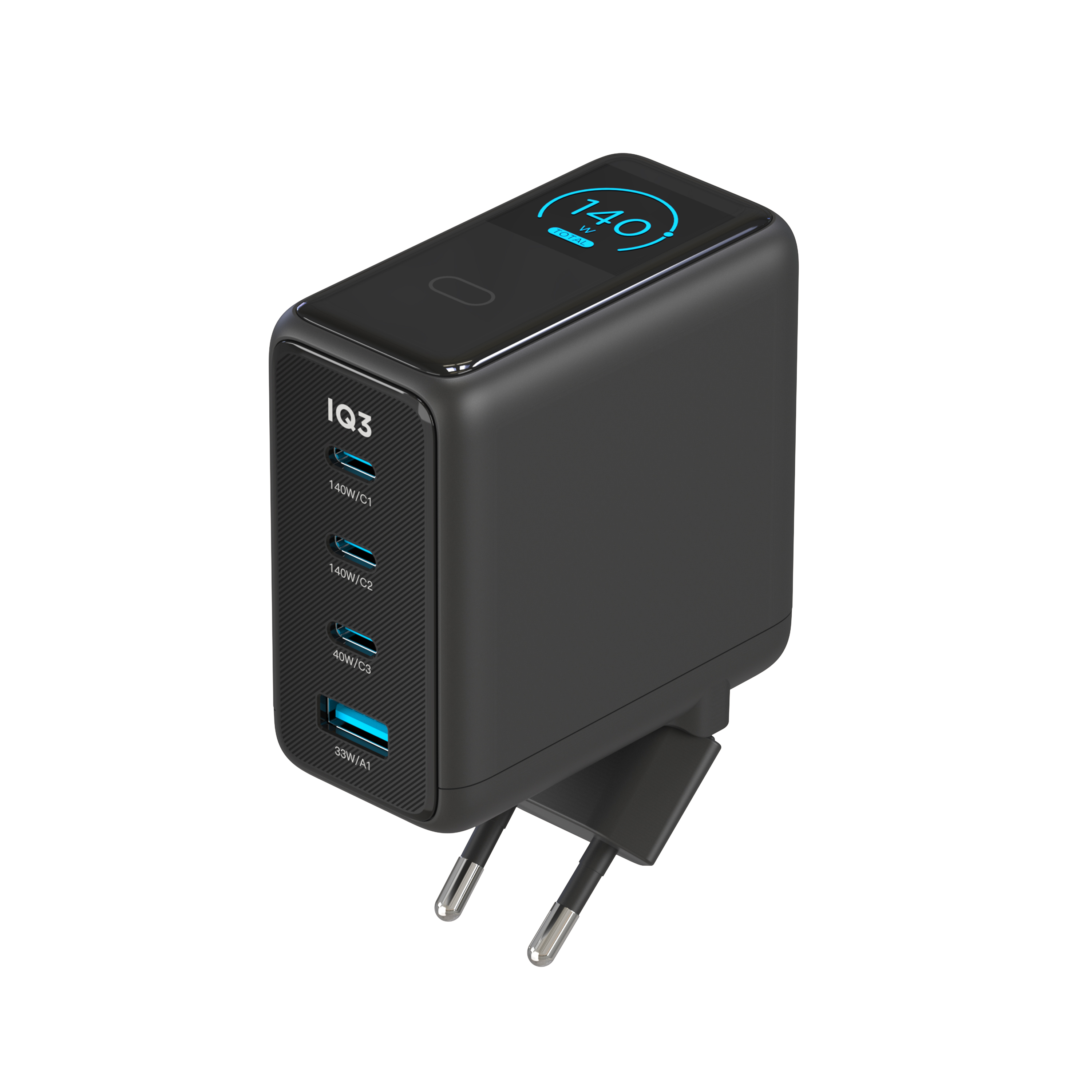 160W 3-Port Compact USB C GaN Charger Block, Smart Display and Touch Control, 140W Max Charging via Any Single Port, for MacBook, Laptop, iPhone 17/16/15 Series, iPad, and More