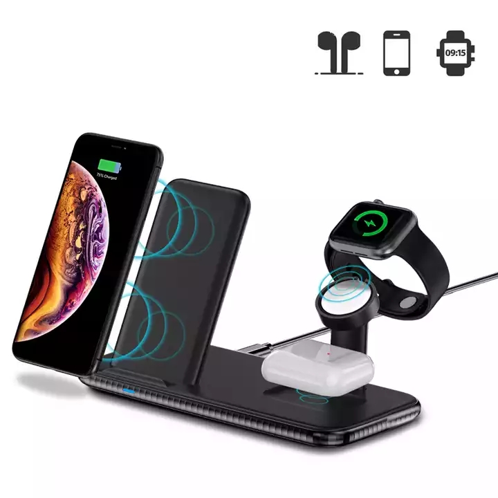 Qi Wireless Charger 4 in 1 Multi Fast Charging Dock For Apple Watch Charging Station For Earphone Fast Wireless Phone Charger
