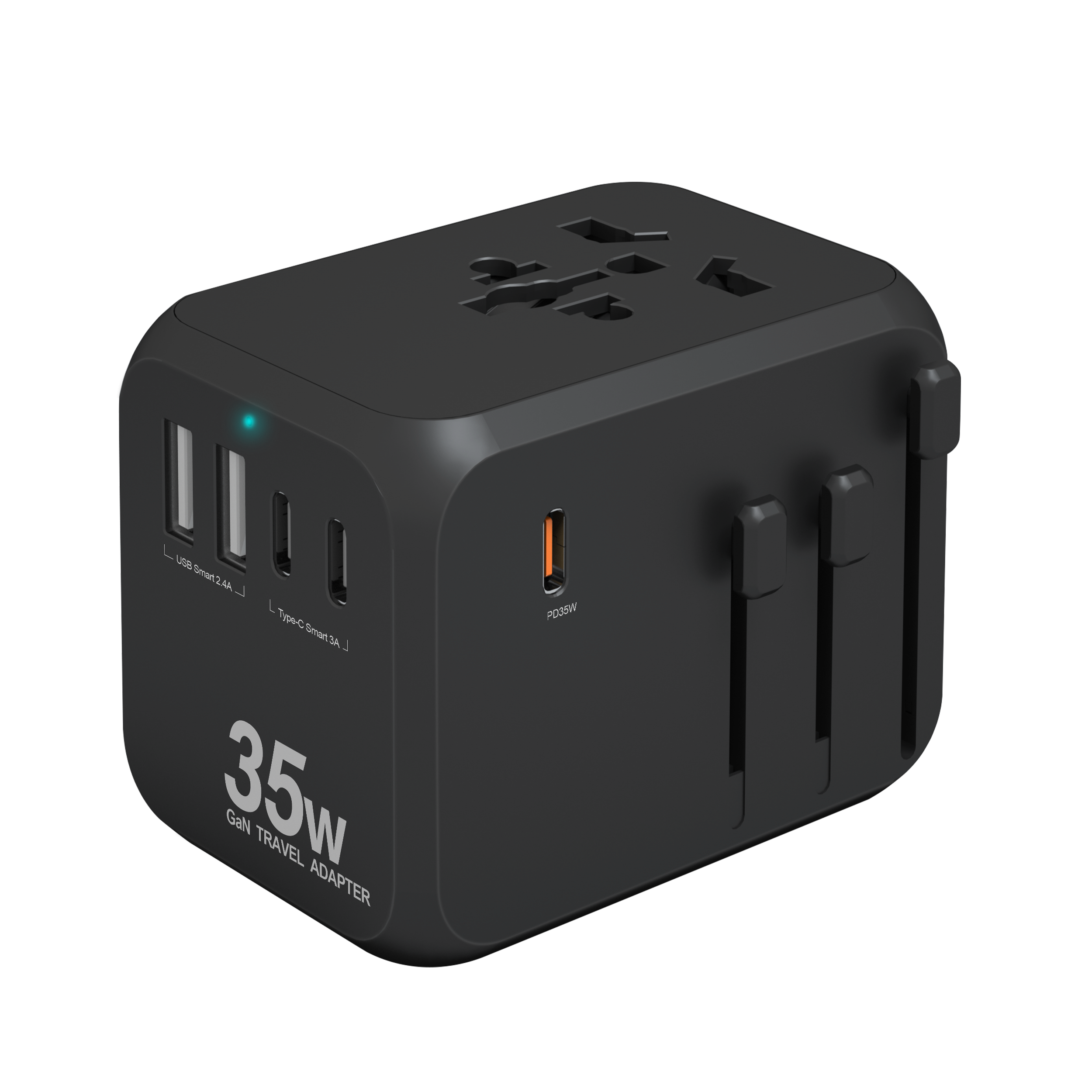 Universal Travel Adapters VeSmart International Plug Adaptor 5 Port USB C 35W Worldwide Power Adapter for US to Europe UK AUs