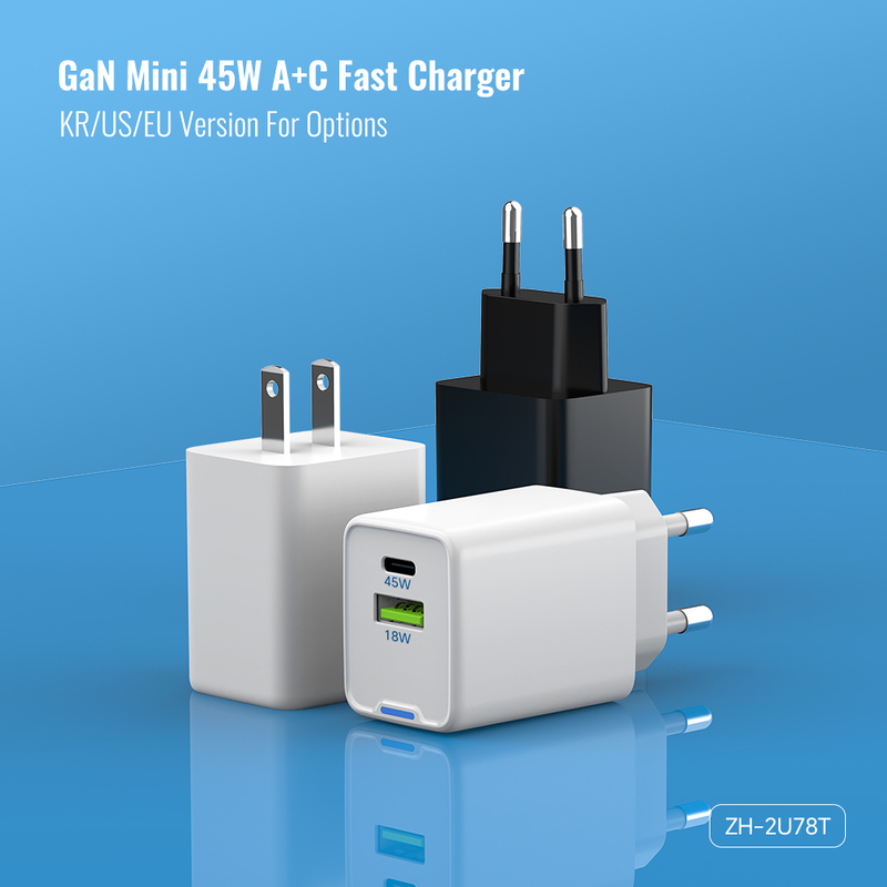 45W GaN Chargers Travel Adapter Mobile Phone Fast Wall Charger Quick 25 20Watt Dual USB-C+A PD Charging for rPhone Xiaomi