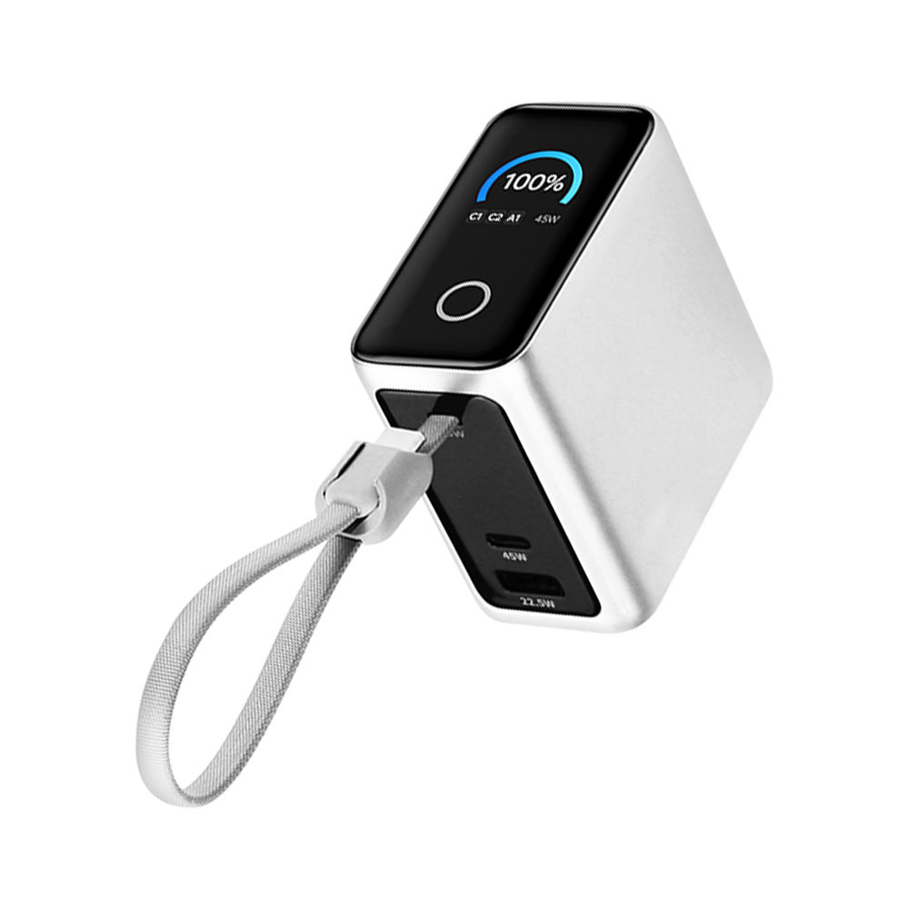 Latest Design 45W Fast Charging TFT Smart Display Colorful Touch Screen Power Bank 15000mah Retractable Cable for Laptop Phone