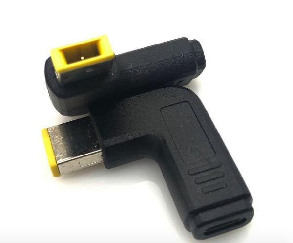 USB Type C Female to Square Male Plug Dc Power Adapter Converter Laptop Charger Connector for Lenovo T450 T450s T460 T470 T470s 11.0x4.5mm