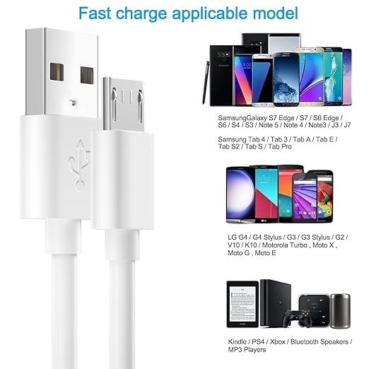 Short Micro USB Cable,Android Charger Compatible with Fire Stick,for Roku Stick,PS4.Fast Charging Cord for Kindle Tablet,for Bose SoundLink Speaker,Chromecast,Computer Phone,Power Bank