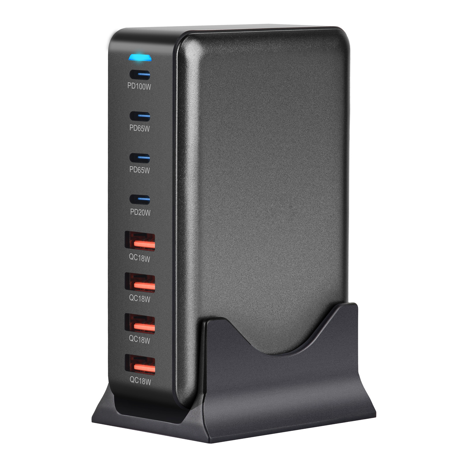 200W USB C Charger Block,GaN IV Charging Station 8 Ports,QC4.0 Fast Charging Station Hub+PD 65W USB C Laptop Charger Adapter Compatible with MacBook Air/Pro,DELL,iPhone 16/15,iPad,Steam Deck-Black