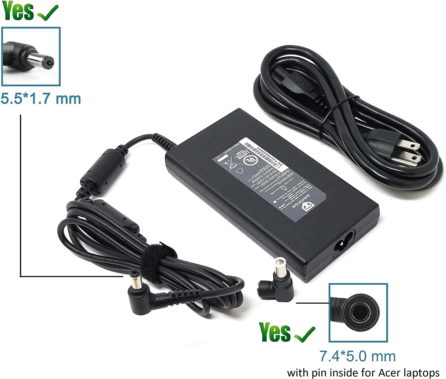 180W 19.5V 9.23A GaN AC Laptop Charger Compatible with Del Precision 7680 7670 7770 7780 7510 7520 7530 7540 7550 7560 G5 G7 15 17 7588 7790 7577 5587 3579 3779 Power Supply Adapte
