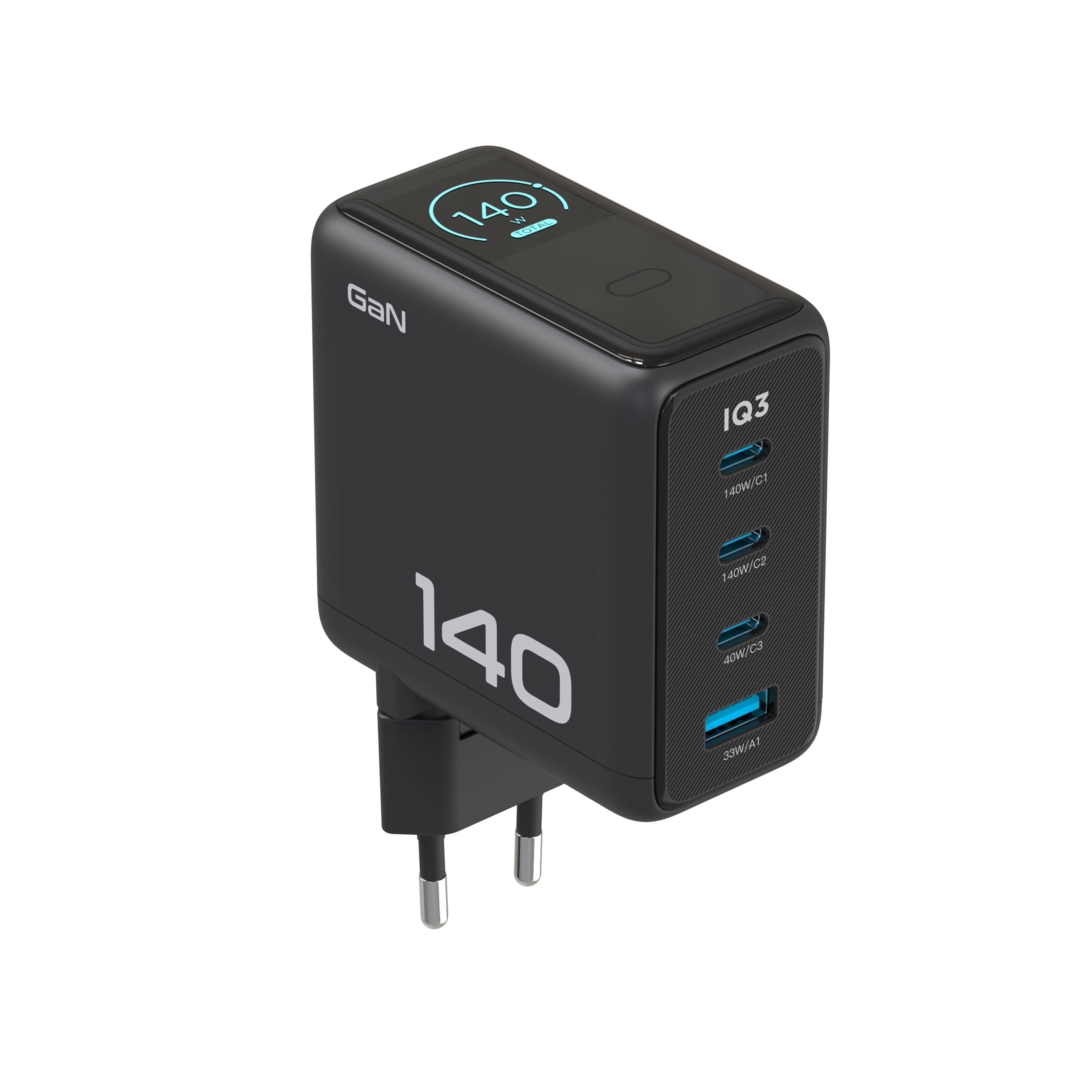 160W 3-Port Compact USB C GaN Charger Block, Smart Display and Touch Control, 140W Max Charging via Any Single Port, for MacBook, Laptop, iPhone 17/16/15 Series, iPad, and More