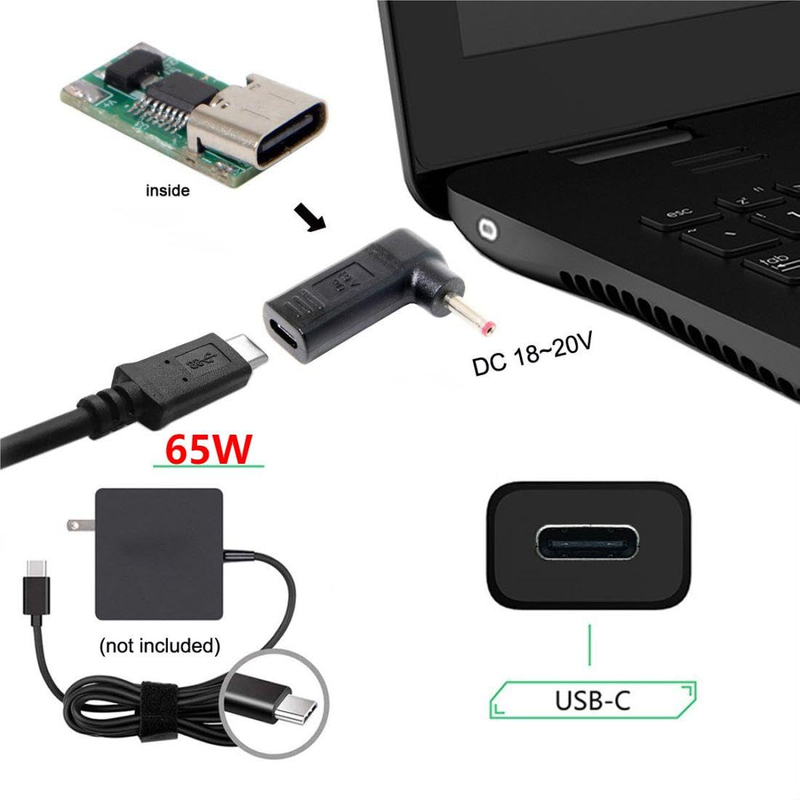 USB 3.1 Type C USB-C to DC 19V 3.5x1.3mm 1.35mm Adapter Emulator Trigger Converter for View Sonic M1+ (3.5x1.3mm)