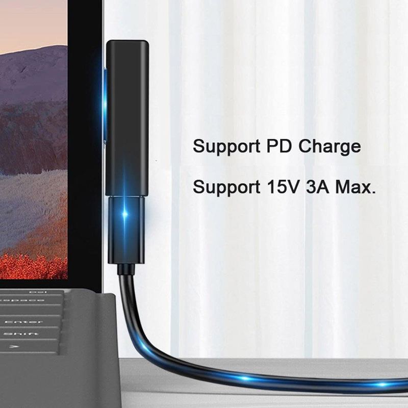  Type-C USB-C Female to Surface Pro7 Pro6 Pro5 Pro4 Pro X Go Book PD Charge Adapter DC 15V