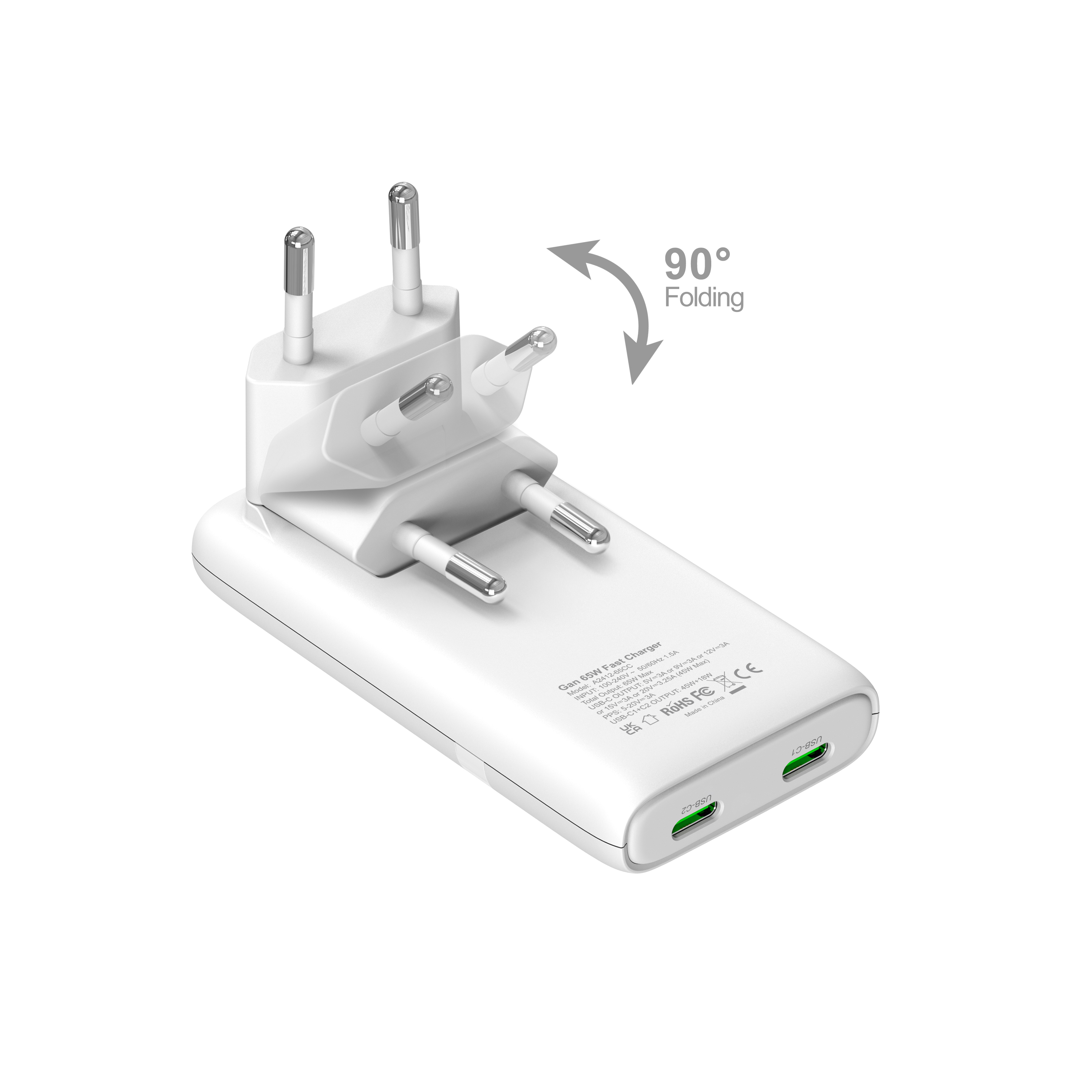 Original foldable design 65W Foldable European standard pins Ultra-Slim GaN charger