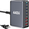USB C Fast Charger 440W, USB C 8-Port Multi GaN Adapter Block, Charging Station Hub, Fast PD 100W 65W Laptop Adapter QC 18W for MacBook Pro/Air/All iPad, Samsung DELL, Steam Deck, iPhone 16/15