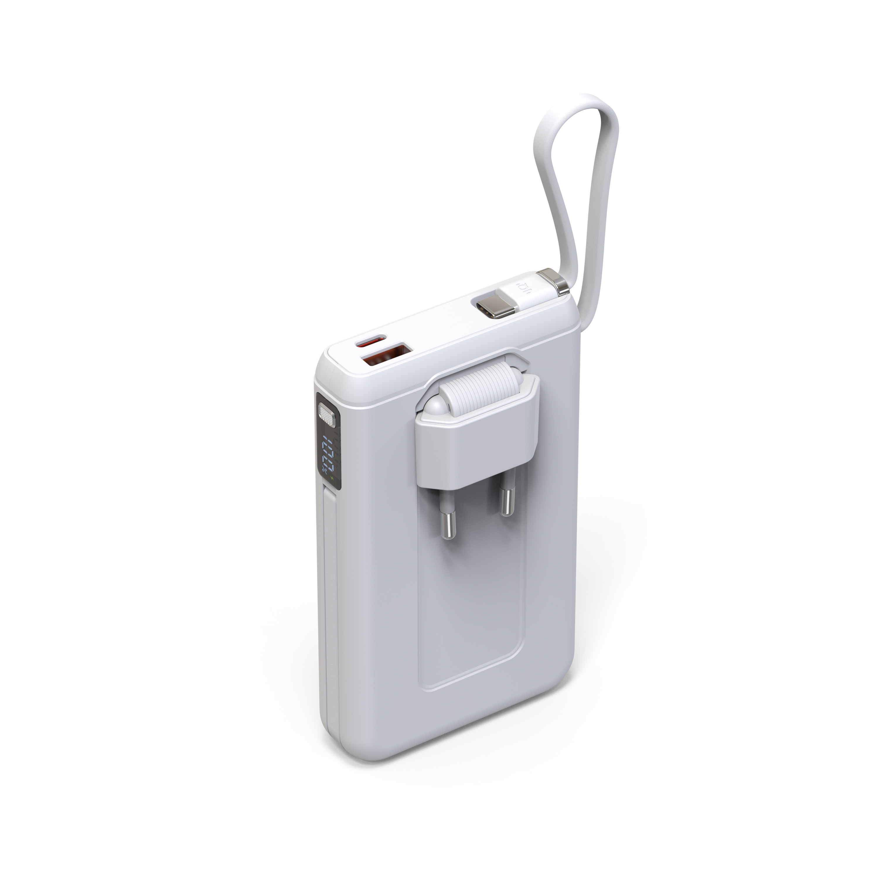  4 in 1 Qi Power Bank 2-Pack with AC Plug 10000mAh with USB-C PD 3.0 20W, USB-A QC3.0 18W Fast Charging, 15W Wireless Charger, Compatible with Apple, Android, and Other Qi Enabled Devices