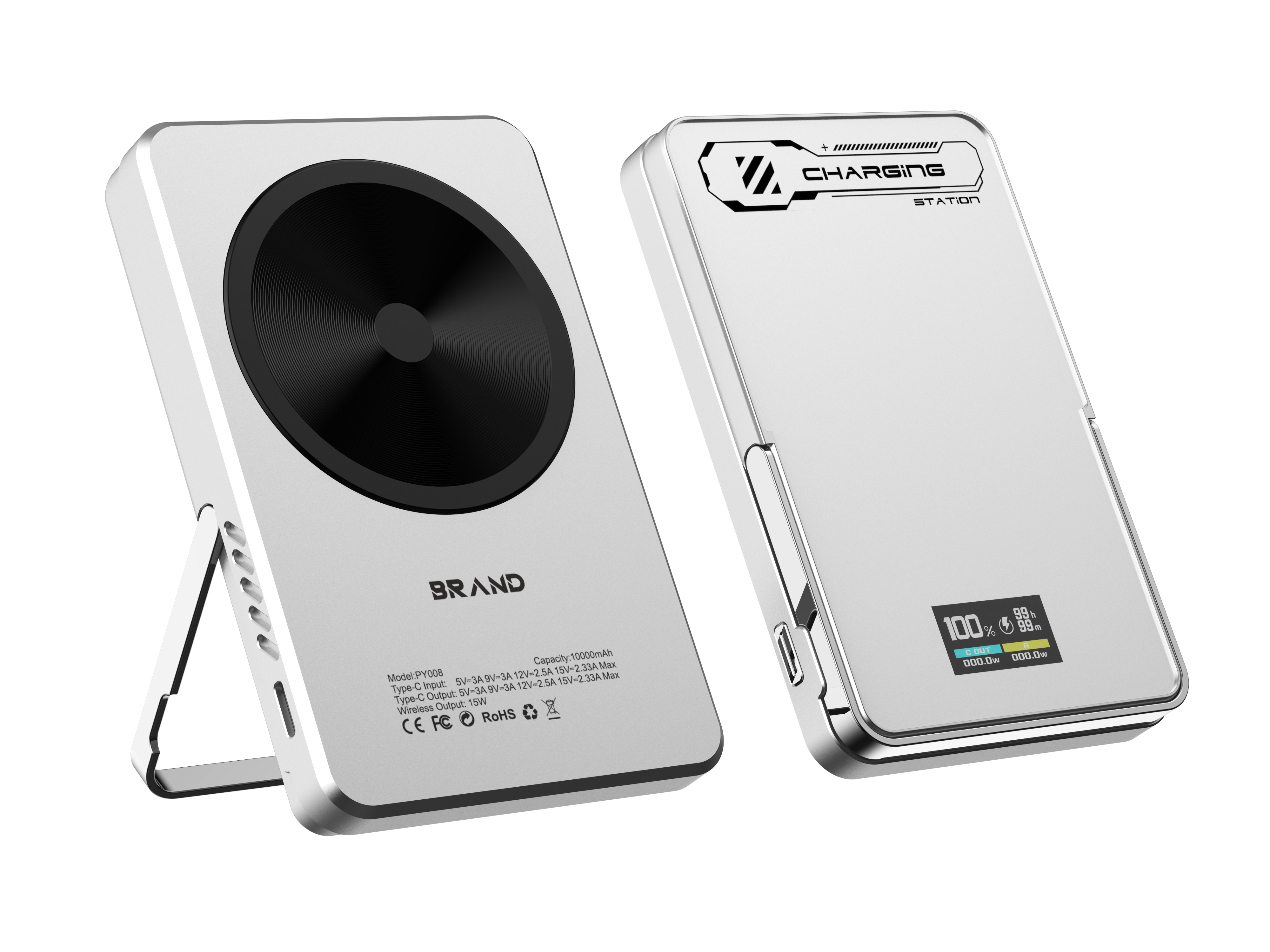 Fast Charging Magnetic Wireless 15W Charge With DIY TFT displayt Portable PD20W Power Bank 10000mAh High Capacity Customizable