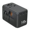 140W GAN Universal Travel Adapter 2024 New Product Electrical Socket Travel Adaptor with 2500W 4 Type C 1 USB UK US AU EU Plug