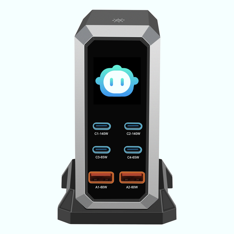 240W TFT Display 4C2A GaN Desktop Charger USB Type C PD3.1 3.0 PPS US EU AU UK KC JP Plug Portable PD Adapter for Macbook