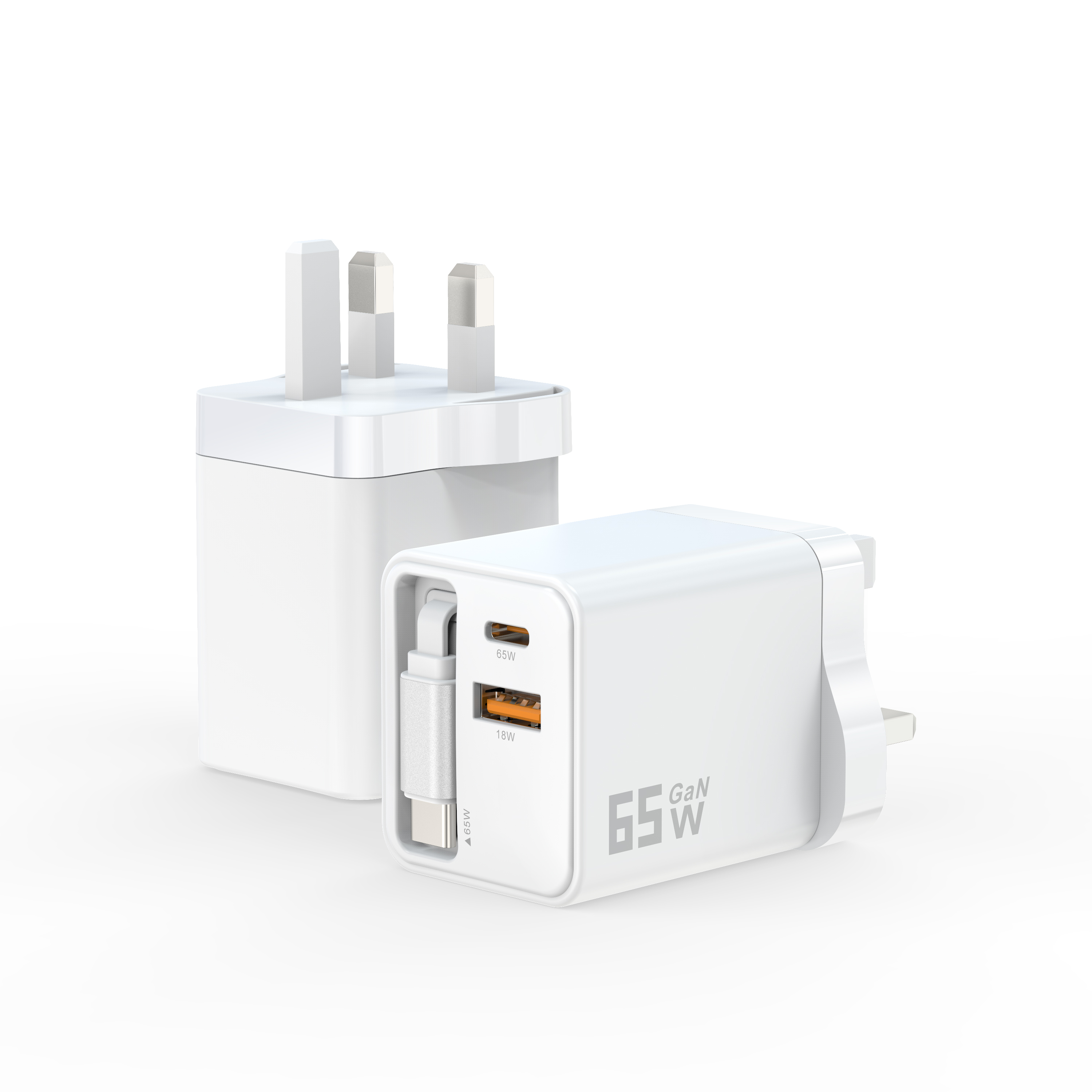 65W USB C Charger Block with Retractable Type C Cable and Dual Port Travel Charger (GaN3), PD PPS Fast Charging Foldable Wall Charge for MacBook,Lenovo IdeaPad,iPhone 16 Pro Max,Galaxy S24 and More