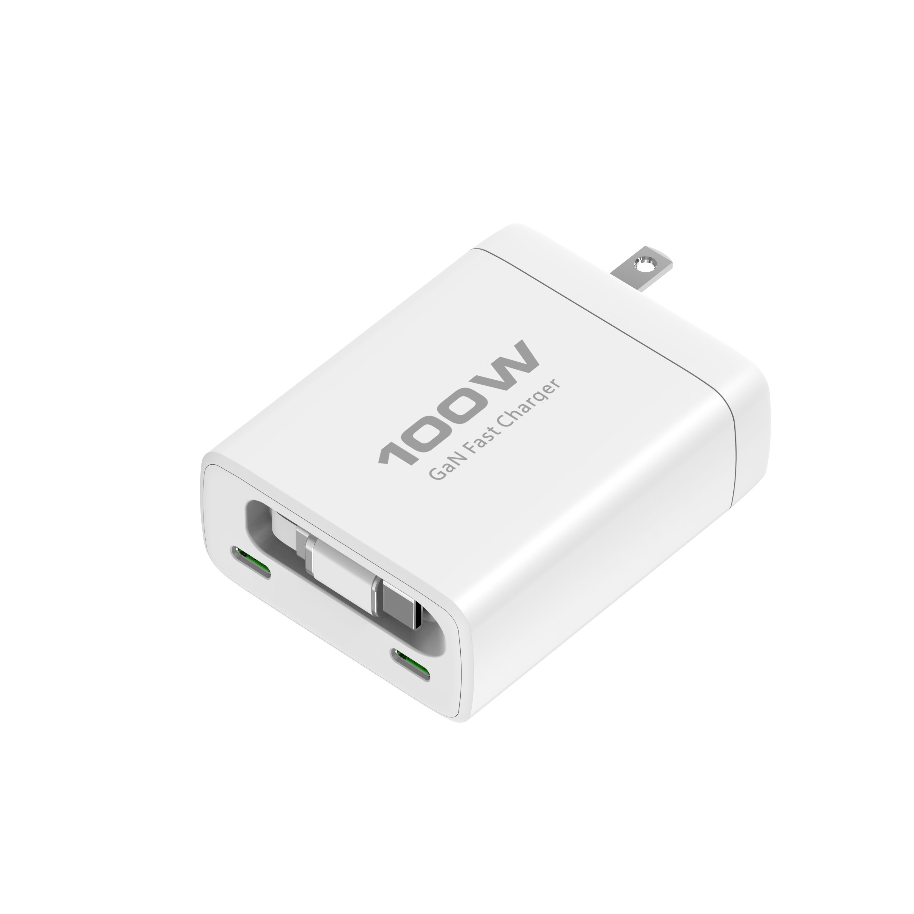 GaN PD 100W Travel Charger with Type C 100W Retractable Cable QC PPS Mini Portable Adapter USB C Wire Slim Phone Laptop Chargers