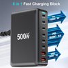 500W USB C Fast Charger Block, 8 Port USB Charging Station, GaN Ⅲ Pro Double 100W PD PPS Port Fast Charging Station for Multiple Devices,Laptop Wall Charger Compatible with MacBook/iPhone 16/iPad etc