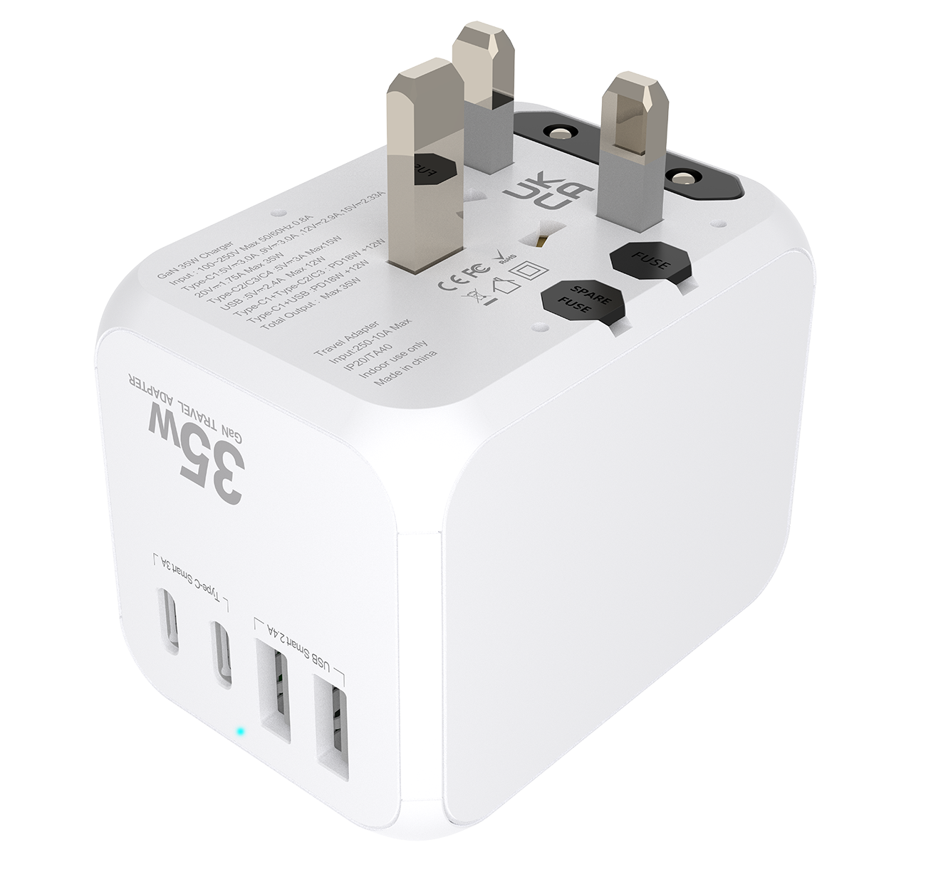 Universal Travel Adapters VeSmart International Plug Adaptor 5 Port USB C 35W Worldwide Power Adapter for US to Europe UK AUs