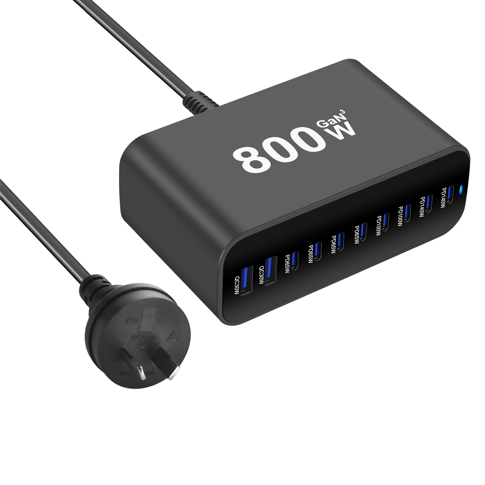 800W USB C Fast Charger Block, 10 Port USB Charging Station, GaN Ⅲ Pro Dual 140W PD PPS Port for Multiple Devices,Laptop Wall Charger Compatible with DELL, HP, MacBook Pro,iPhone 16,Galaxy S24