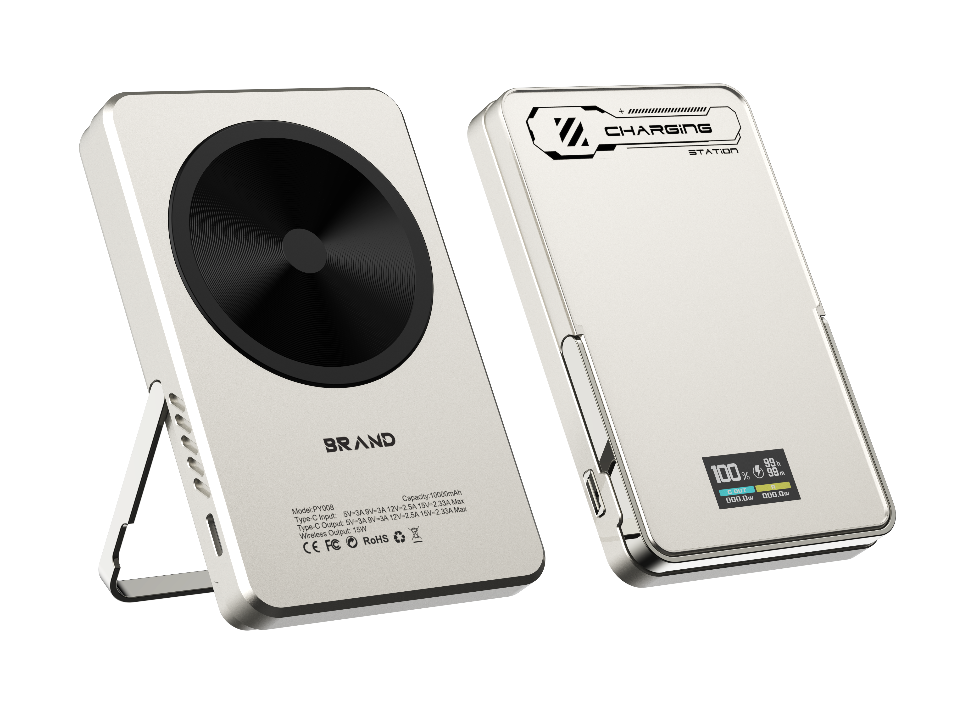 Fast Charging Magnetic Wireless 15W Charge With DIY TFT displayt Portable PD20W Power Bank 10000mAh High Capacity Customizable