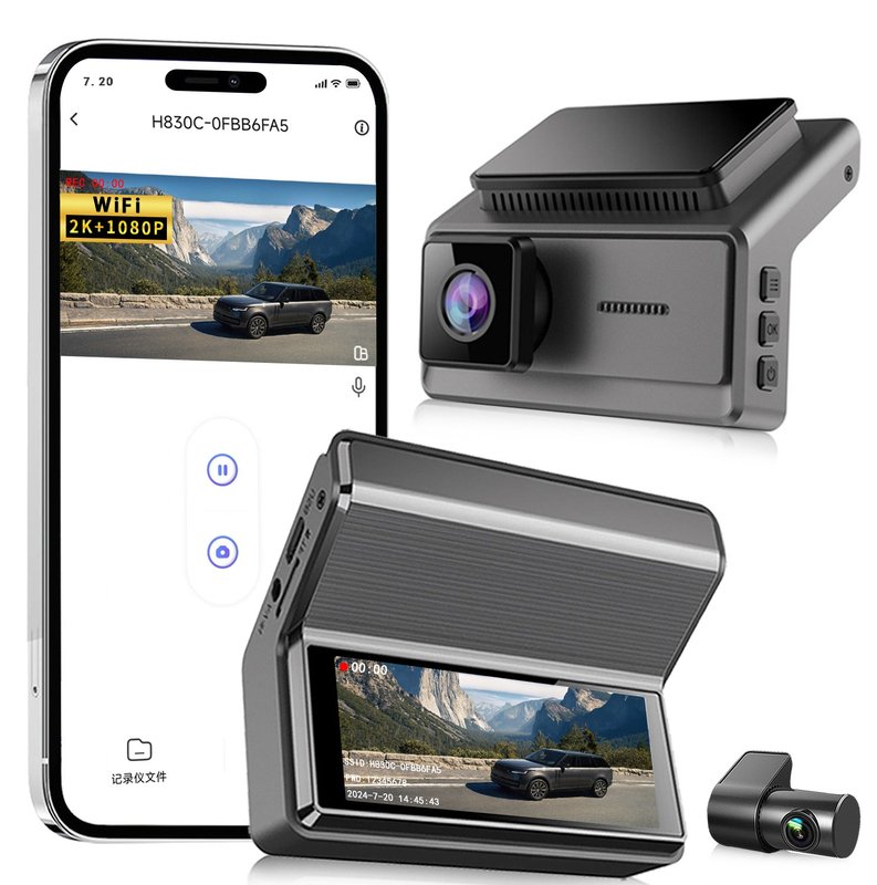 2025 Q8Pro 2K Resolution Dashcam 2-Channel IPS Screen Video Recorder Rear View Mirror Car Reverse Camera with 1-Year Warranty