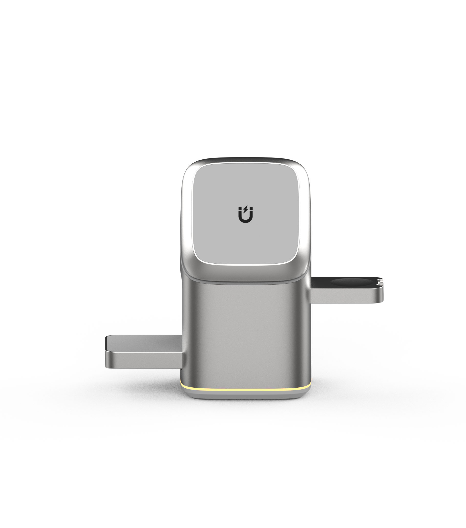 15W Auto Rotation 3-in-1 Wireless Charger Multi-Function Magnetic Stand for Microphone Plastic Charging Station