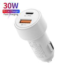 Usb C Car Charger Quick Charge Qc3.0 Pd Dc Fast Car Charger 30 Watt Dual Usb Car Charger with Retail Box for Iphone 12 Pro Max