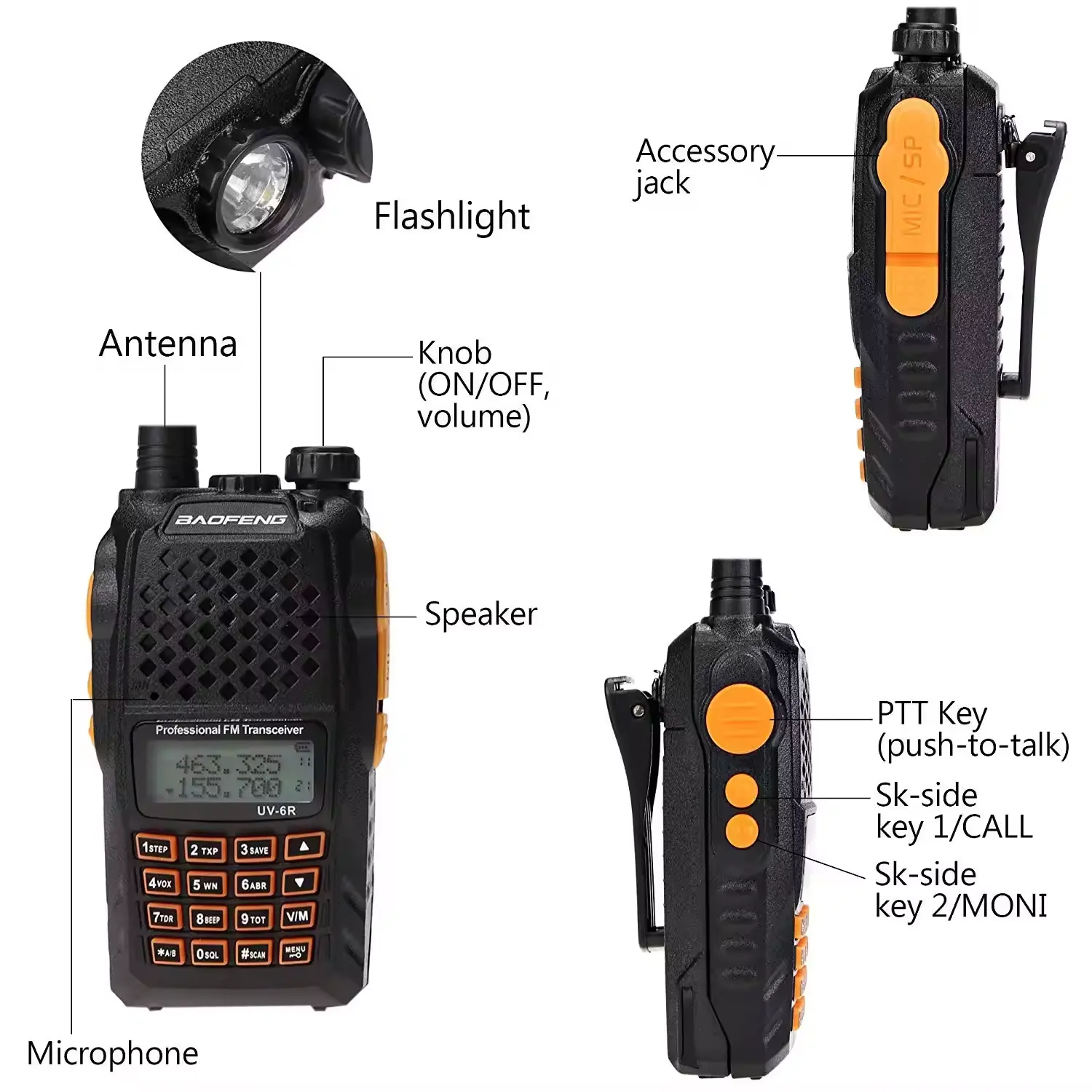 2024 hot selling UV-6R,Long Range walkie talkie Portable two way radio VHF/UHF business Radio security and protection