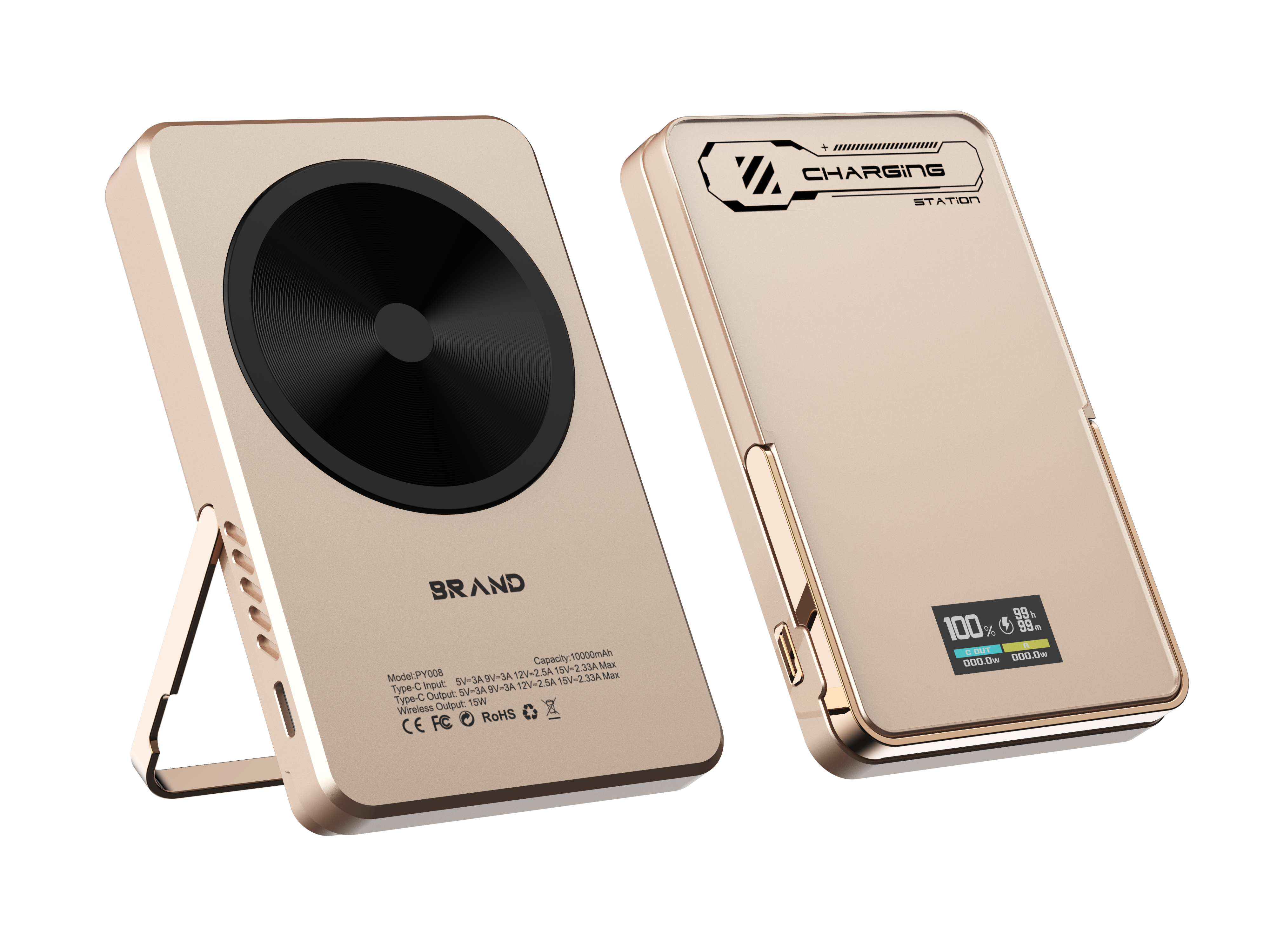 Fast Charging Magnetic Wireless 15W Charge With DIY TFT displayt Portable PD20W Power Bank 10000mAh High Capacity Customizable
