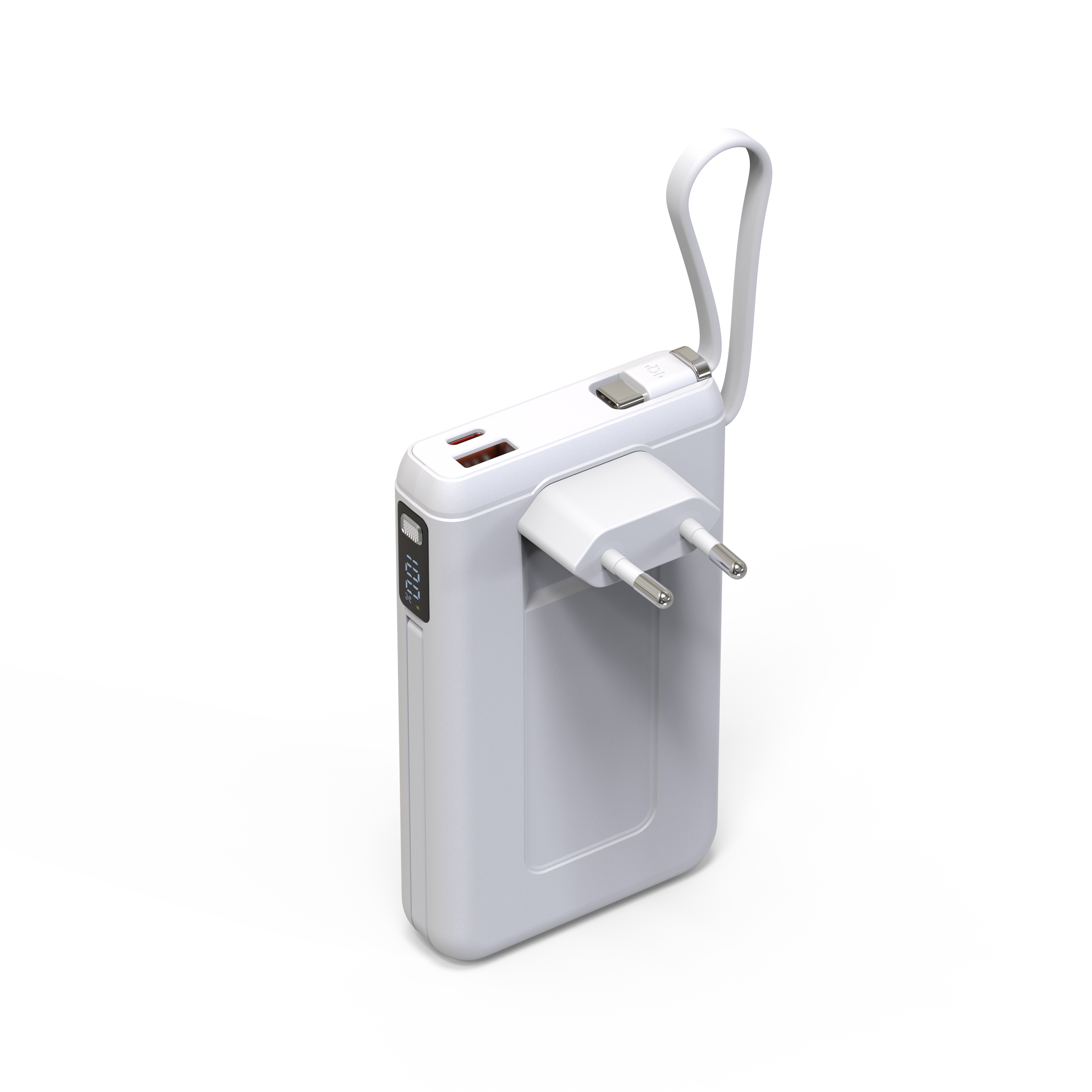  4 in 1 Qi Power Bank 2-Pack with AC Plug 10000mAh with USB-C PD 3.0 20W, USB-A QC3.0 18W Fast Charging, 15W Wireless Charger, Compatible with Apple, Android, and Other Qi Enabled Devices