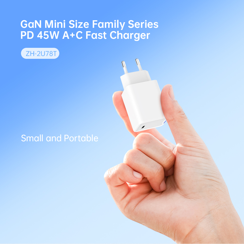 45W GaN Chargers Travel Adapter Mobile Phone Fast Wall Charger Quick 25 20Watt Dual USB-C+A PD Charging for rPhone Xiaomi