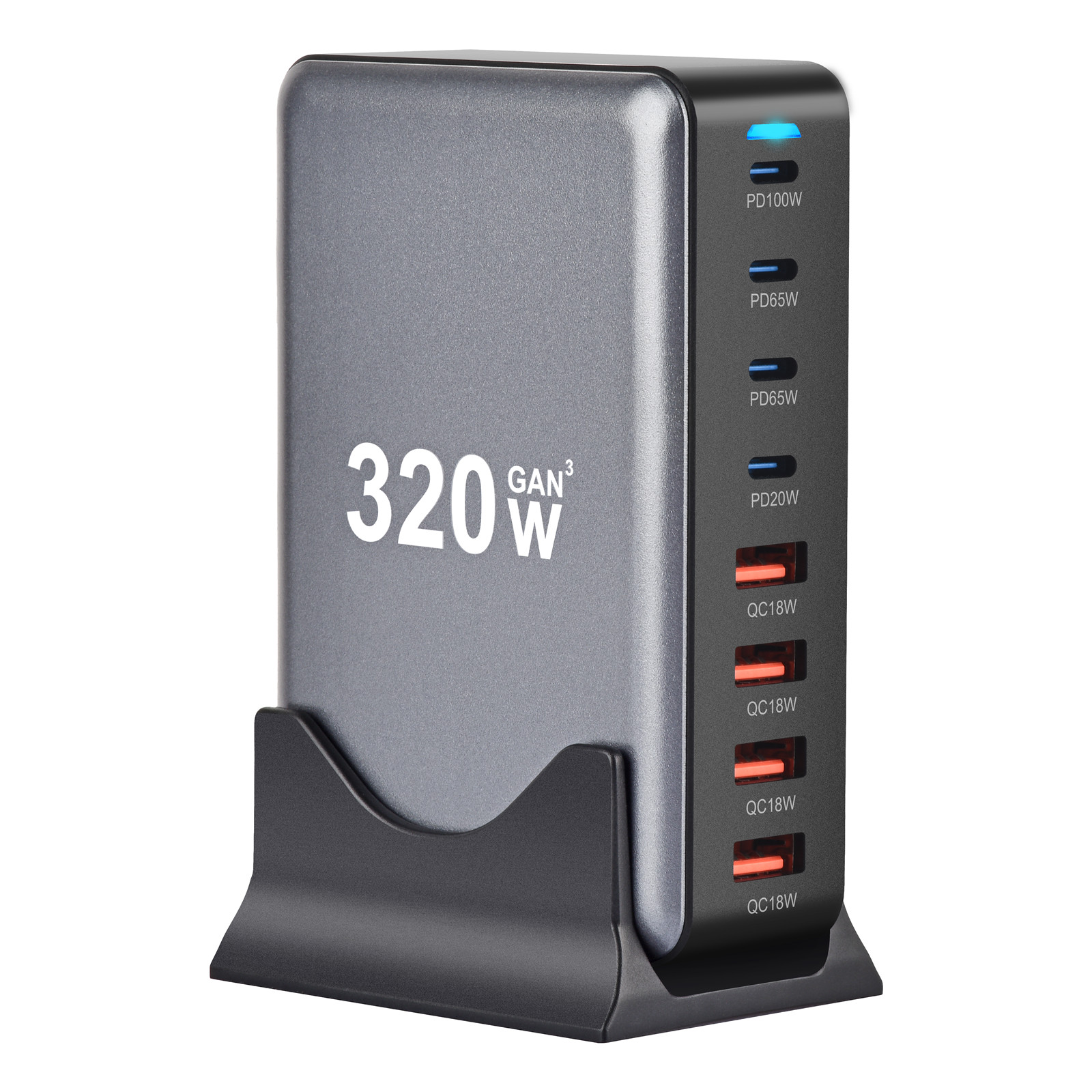 320W USB C Fast Charger Block, 8 Port USB Charging Station, GaN Ⅲ Pro 100W PD PPS Port Fast Charging Station Hub, Laptop Wall Charger Compatible with MacBook/iPhone 16/iPad/Galaxy S23/22 et