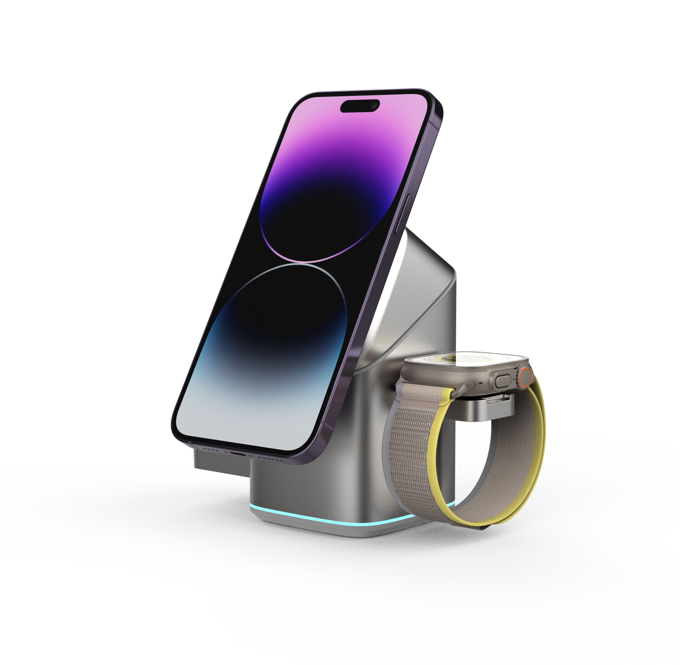 15W Auto Rotation 3-in-1 Wireless Charger Multi-Function Magnetic Stand for Microphone Plastic Charging Station