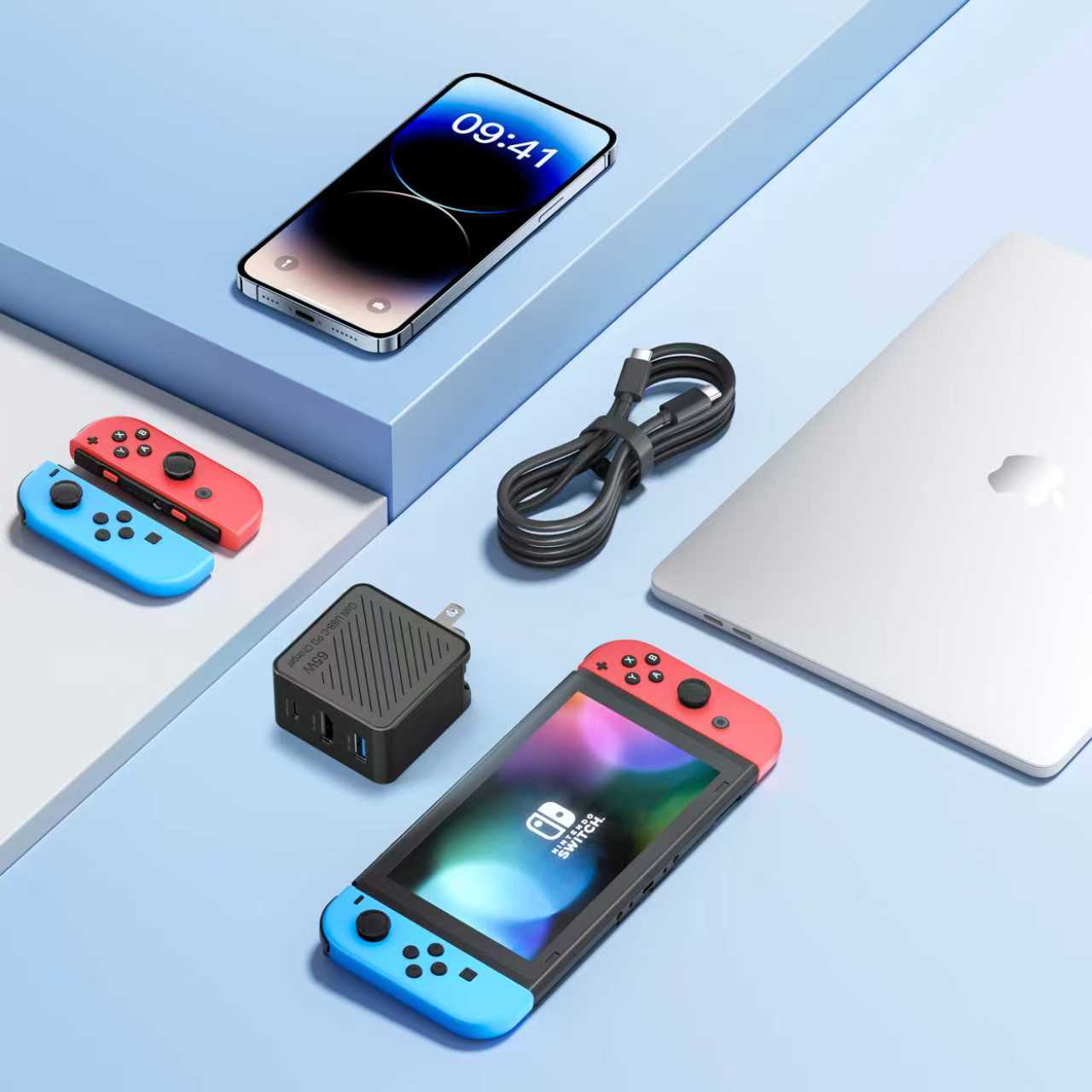 65W Portable Switch Dock Charger for Nintendo Switch, Compatible with OLED/Steam Deck/ROG Ally/Samsung Dex/iPad/MacBook, 4K 60Hz USB C TV Docking Station, with Charging and HDMI Output