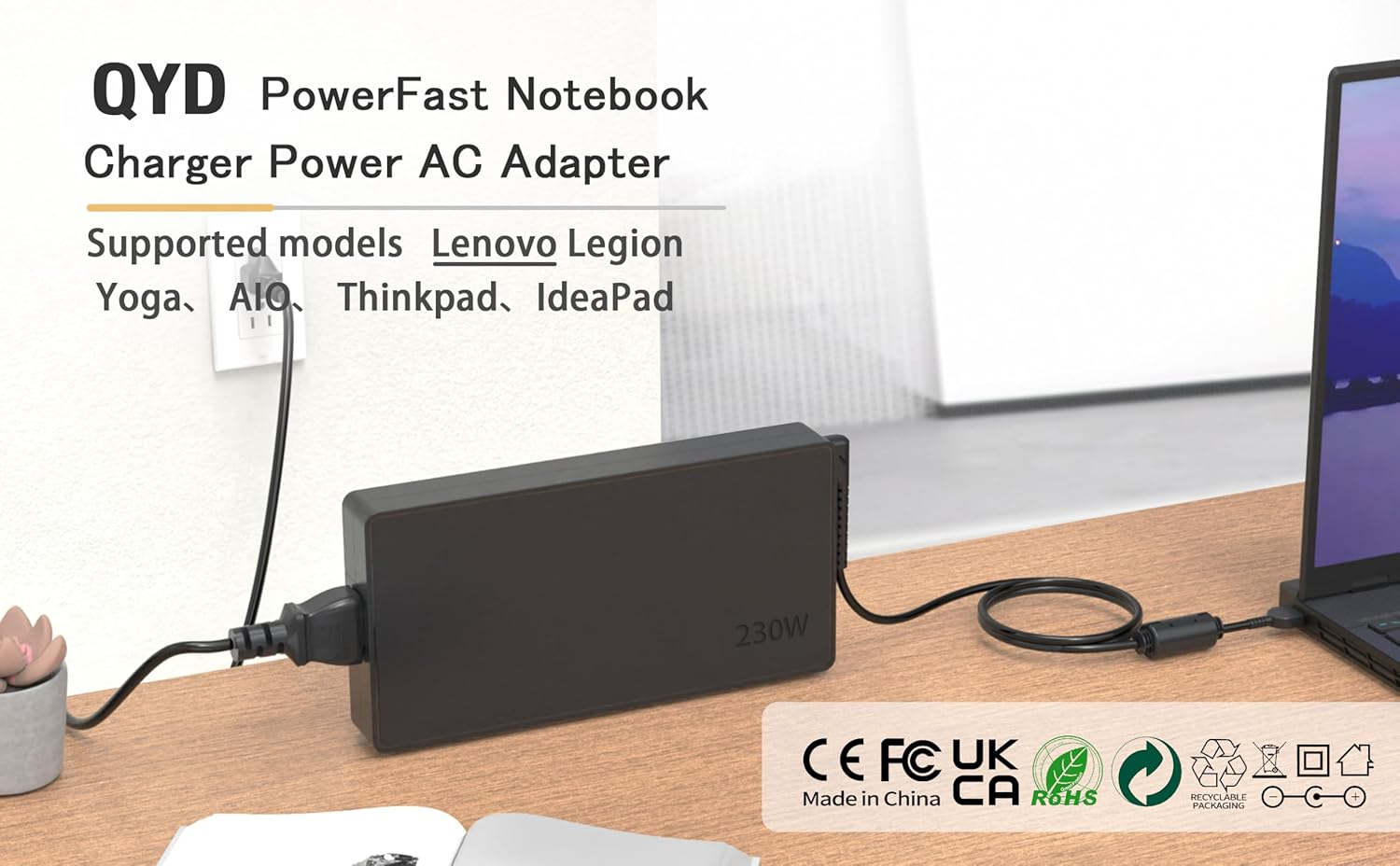 230W 20V 11.5A USB Pin Super Slim AC Adapter Fit for Lenovo Legion 5 7 5i 5P C7 S7 Y910 Y920 Thinkpad P1 P73 P53 Power Adapter Supply