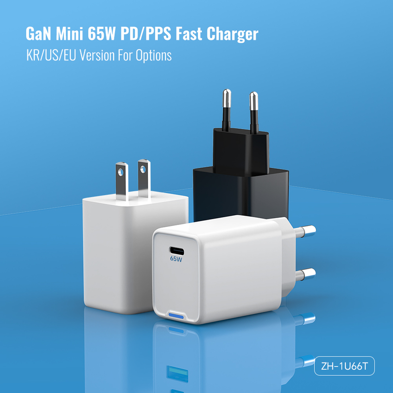 Hunda PD Charger 65W GaN Fast Charger 1 Port Dual Type C USB Adapter Charger with US EU UK AU plug